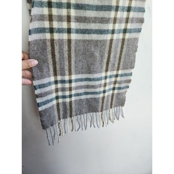 Creagaran Men Grey & Blue Plaid 100% Merino Wool Made in Scotland Scarf OS - Picture 6 of 7